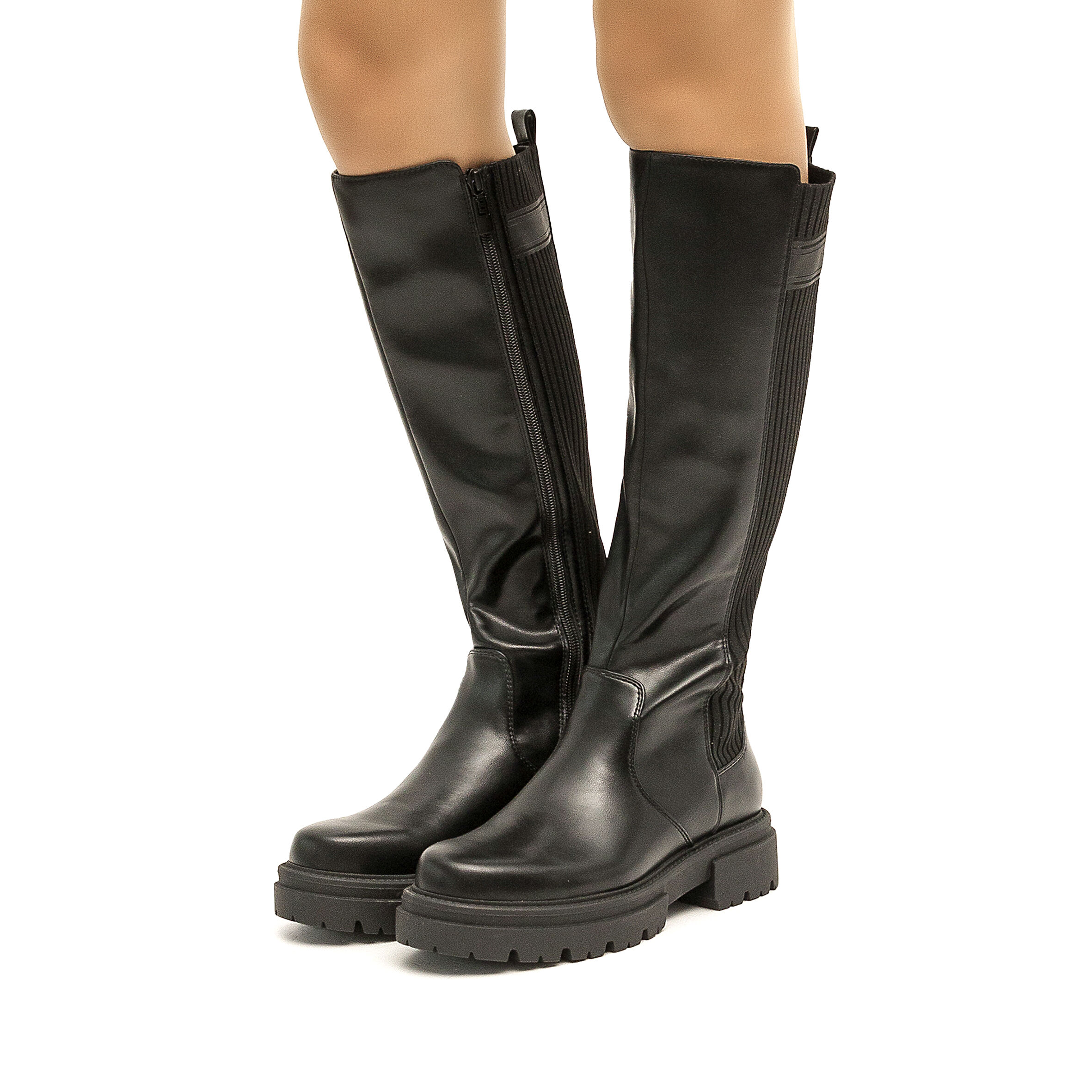 Botas altas planas negras mujer new arrivals